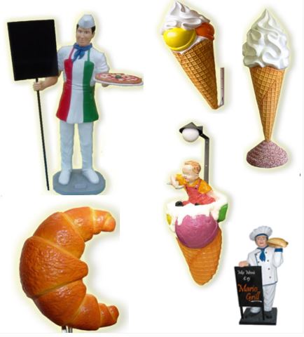 Puppets and three-dimensional figures for  places