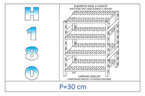 Estante con estantes ranurados 180 H- Profundidad 30cm