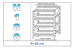 Shelf with slotted shelves 180 H- Depth 40cm