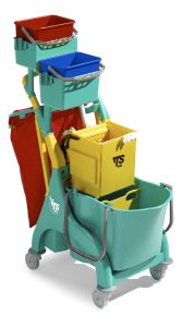 0P036529 Nick Plus 60 trolley with washing bucket with divider, buckets and bag holder