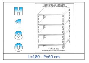 IN-1846918060B Shelf with 4 smooth shelves bolt fixing dim cm 180x60x180h 