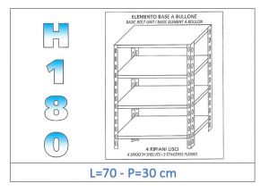 IN-184697030B Shelf with 4 smooth shelves bolt fixing dim cm 70x30x180h 