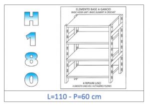 IN-18G46911060B Shelf with 4 smooth shelves hook fixing dim cm 110x60x180h 