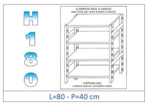 IN-18G4698040B Shelf with 4 smooth shelves hook fixing dim cm 80x40x180h 