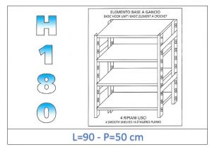 IN-18G4699050B Shelf with 4 smooth shelves hook fixing dim cm 90x50x180h 