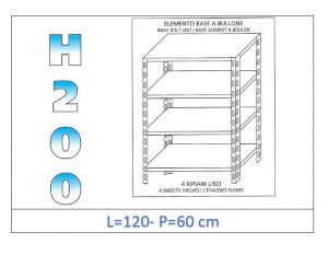 IN-46912060B Shelf with 4 smooth shelves bolt fixing dim cm 120x60x200h 