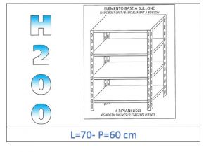 IN-4697060B Shelf with 4 smooth shelves bolt fixing dim cm 70x60x200h 