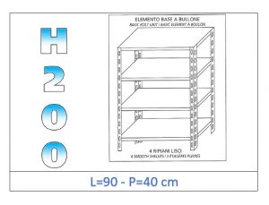 IN-4699040B Shelf with 4 smooth shelves bolt fixing dim cm 90x40x200h 