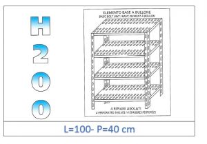 IN-47010040B Shelf with 4 slotted shelves bolt fixing dim cm 100x40x200h 