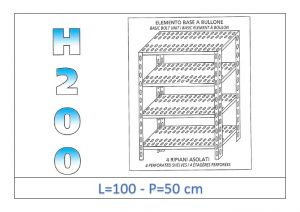 IN-47010050B Shelf with 4 slotted shelves bolt fixing dim cm 100x50x200h 