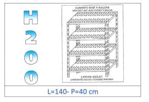 IN-47014040B Shelf with 4 slotted shelves bolt fixing dim cm 140x40x200h 