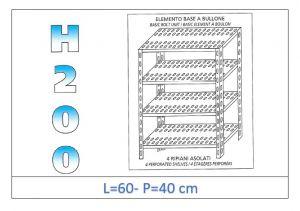 IN-4706040B Shelf with 4 slotted shelves bolt fixing dim cm 60x40x200h 