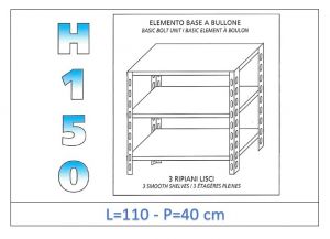 IN-B36911040B Shelf with 3 smooth shelves bolt fixing dim cm 110x40x150h 