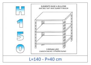 IN-B36914040B Shelf with 3 smooth shelves bolt fixing dim cm 140x40x150h 
