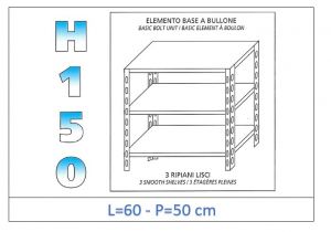 IN-B3696050B Estante con 3 estantes lisos fijación de pernos dim cm 60x50x150h