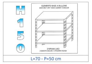 IN-B3697050B Estante con 3 estantes lisos fijación de pernos dim cm 70x50x150h