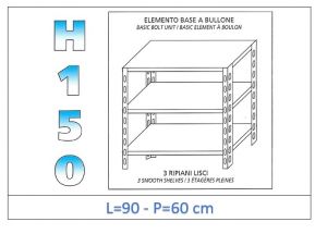 IN-B3699060B Estante con 3 estantes lisos fijación de pernos dim cm 90x60x150h