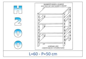 IN-G4696050B Shelf with 4 smooth shelves hook fixing dim cm 60x50x200h 
