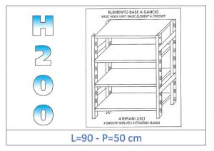 IN-G4699050B Shelf with 4 smooth shelves hook fixing dim cm 90x50x200h 