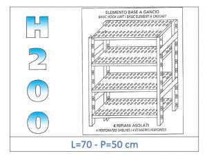 IN-G4707050B Shelf with 4 slotted shelves hook fixing dim cm 70x50x200h 