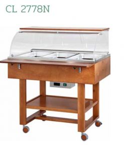CL2778N Bain-marie warmed display case (+30°+90°C) 3x1/1GN wheels dome top