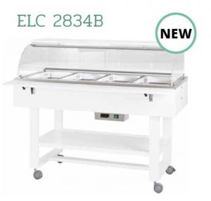 ELC 2834B Hot display case bain marie cart wood (+30°+90°C) 4x1/1GN - WHITE