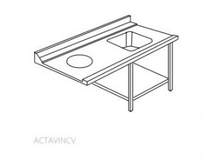 ACTAVINCVSX Table d'entrée de tri gauche avec vasque avec dosseret 1210x780 pour lave-vaisselle LAPI50C et LAPI50CPL