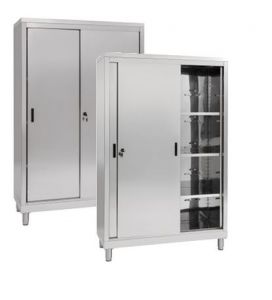 IN-690.12.60.430 Storage Cabinet with 2 Sliding Doors - 430 Stainless Steel - dim 120 x 60 x 195 H
