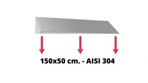 IN-699.50.15 Tetto inclinato in acciaio inox AISI 304 dim. 150x50 cm. per armadio IN-690.15.50