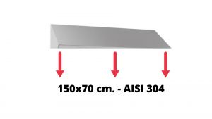 IN-699.70.15 Tetto inclinato in acciaio inox AISI 304 dim. 150x70 cm. per armadio IN-690.15.70