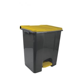 T912676 Contenedor pedal móvil en plástico reciclado gris - amarillo 60 litros