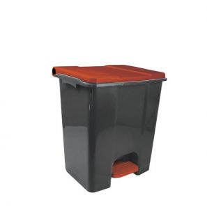 T912677 Contenedor pedal móvil en plástico reciclado gris - rojo 60 litros