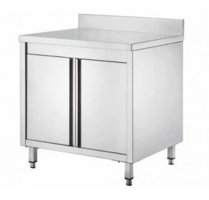 GDASR66A Table armoire avec portes battantes et dosseret 600x600x950