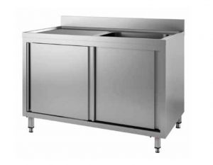 GDS147R1CS Cabinet sink with 1 bowl on the right dim. 1400 x 700 x 950h with drainer