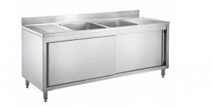 GDS207M2CS Open sink with 2 central bowls dim.2000 x 700 x 950h