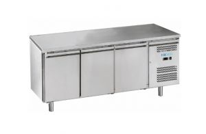 M-GN3100TN-FC Banco refrigerato ventilato in acciaio inox AISI201, 3 porte