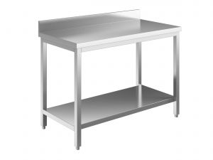 EUG2317-14 tavolo su gambe ECO cm 140x70x85h-piano con alzatina - ripiano inferiore