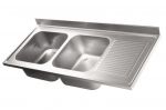 LV6025 Top sink Aisi304 stainless steel dim.1500X600 2 bowls 1 drainer right