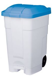 T102045 Mobile plastic pedal bin White Blue 70 liters (Pack of 3 pieces)
