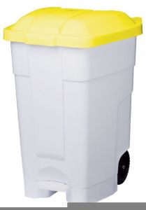 T102046 Contenitore mobile a pedale plastica bianco-giallo 70 litri (confezione da 3 pezzi)