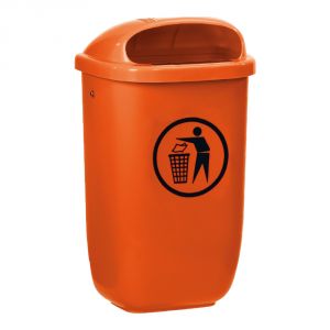 T102052 Orange Polyethylene Litter bin 50 liters for outdoor areas