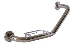 T105306 Aisi 304 stainless steel Curved grab bar with soap holder