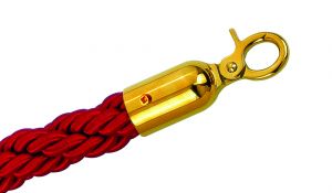T601331 Red rope 2 gold color fixing hooks for crowd control post 1,5 meters