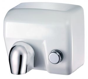 T704175 Sèche-mains électrique avec bouton en acier porcelaine blanche