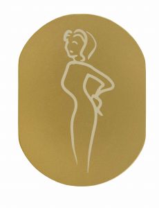 T709901 Placa pictograma aluminio dorado Baños mujeres