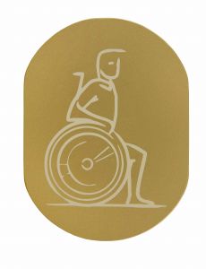 T719934 Plaque pictogramme aluminium doré Handicapé