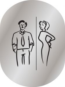 T719956 Plaque pictogramme aluminium satine Toilettes Homme et Femme