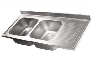 LV6037 Top sink Aisi304 stainless steel dim.2000X600 2 bowls 1 drainer right