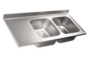 LV7027 Top sink Aisi304 stainless steel dim.1400X700 2 bowls 1 drainer left