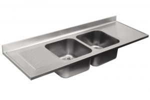 LV7063 Top 304 stainless steel sink dim.2200X700 2 bowl 2 drainers